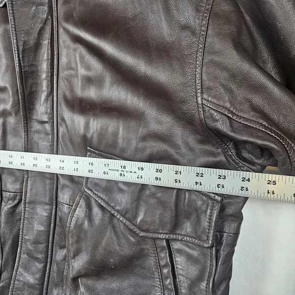 Vtg Lambskin Leather Bomber Jacket Quilted‎ Brown Grunge Top Gun Style Classic